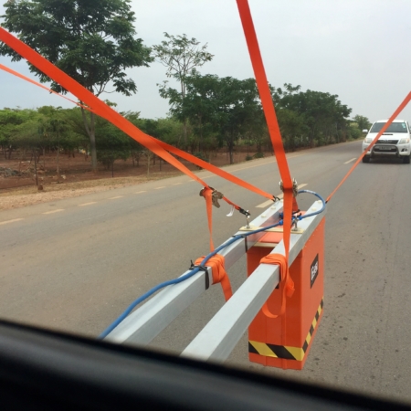 Ghz Horn Antenna attached to truck for road inspection